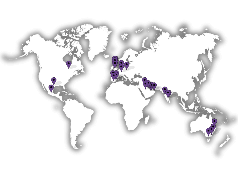 World map showing global locations of SMART Exemplary and Showcase Schools for 2024–2025.